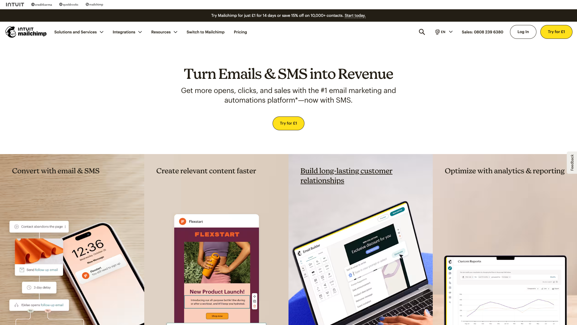 Mailchimp homepage balancing playful branding with professional features