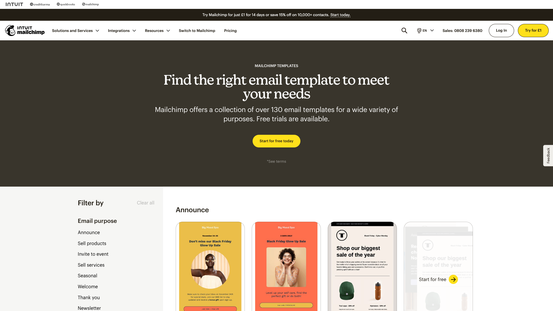 Mailchimp template gallery with 100+ options creating choice paralysis