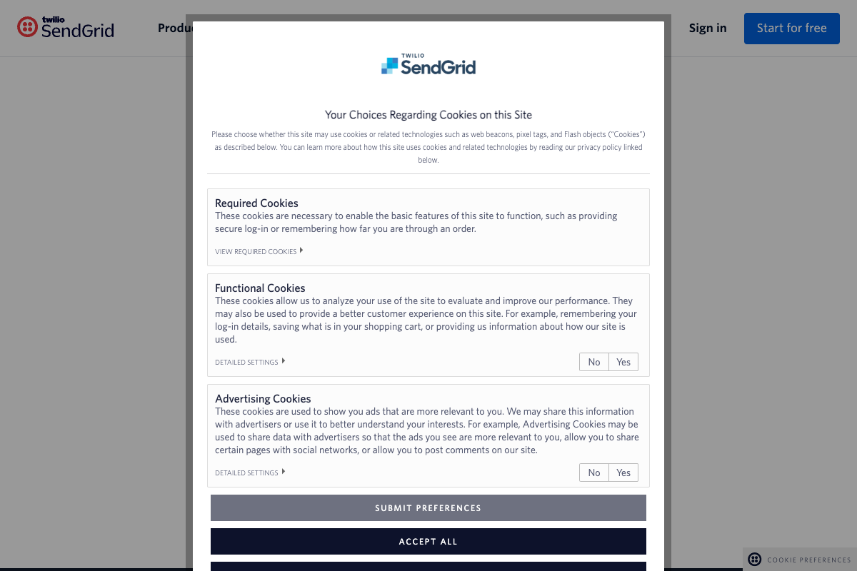 SendGrid deliverability infrastructure showing comprehensive email authentication and delivery features