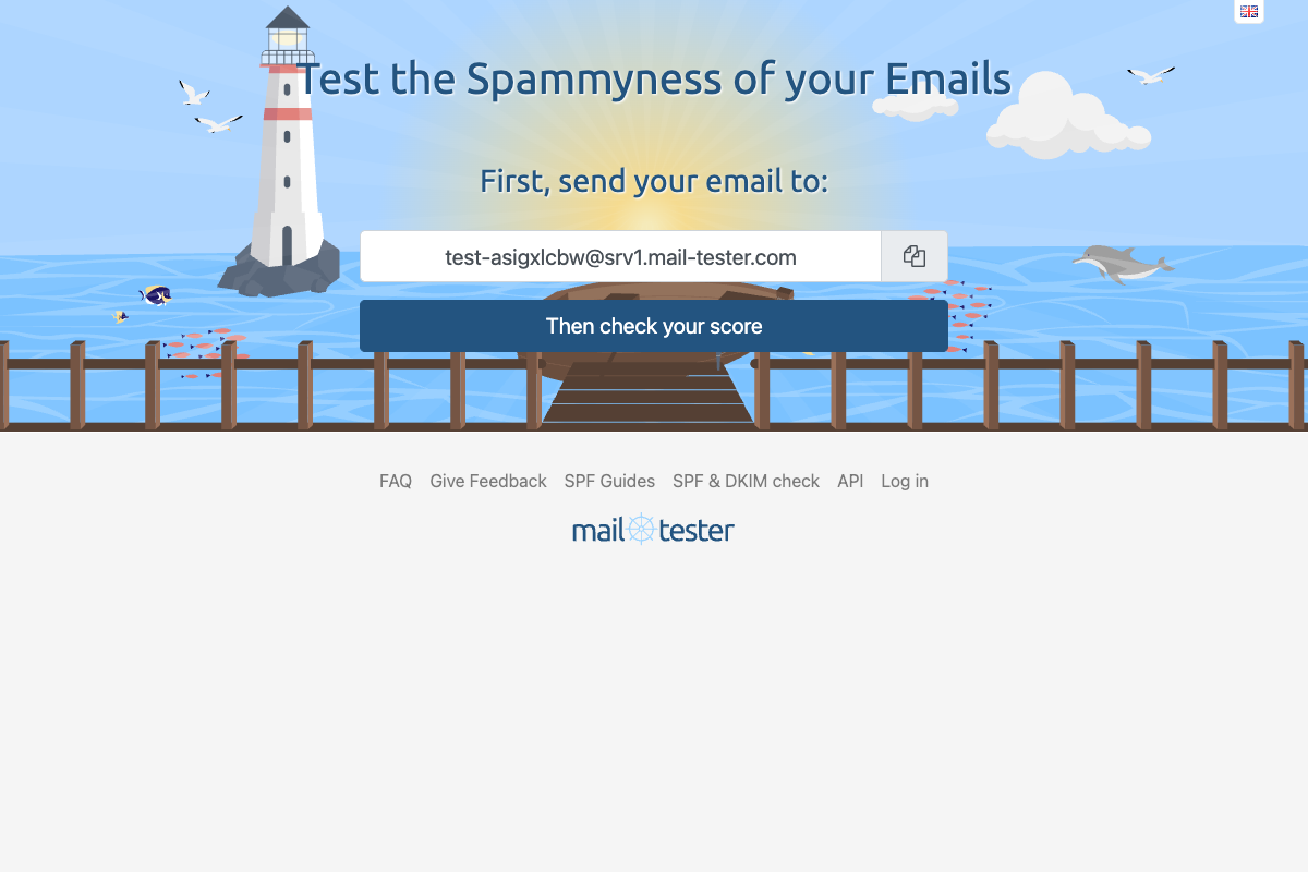 Email spam score testing tool showing content analysis and deliverability recommendations