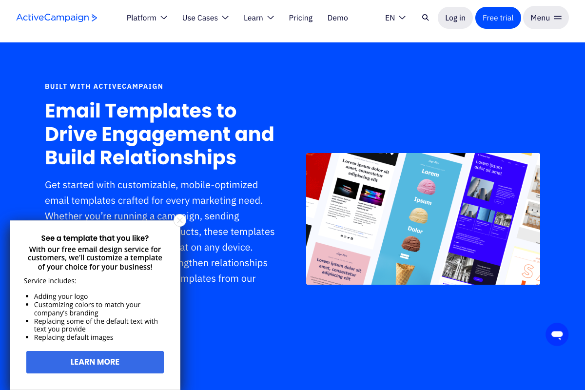 Email template gallery showing professional pre-designed templates